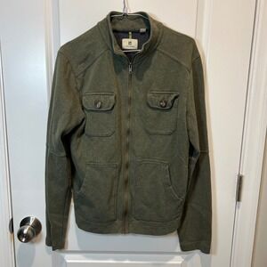 Life Khaki Men's Olive Green Quarter Zip Pullover Sweater Jacket Size M Repreve